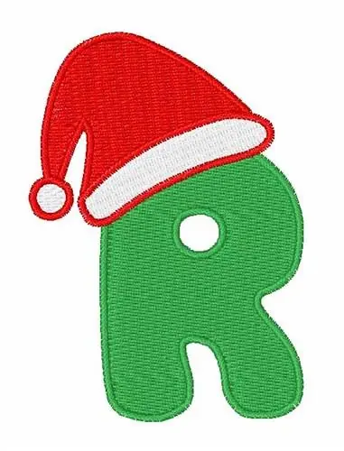 Christmas Hat Font R Embroidery Design Instant Buy