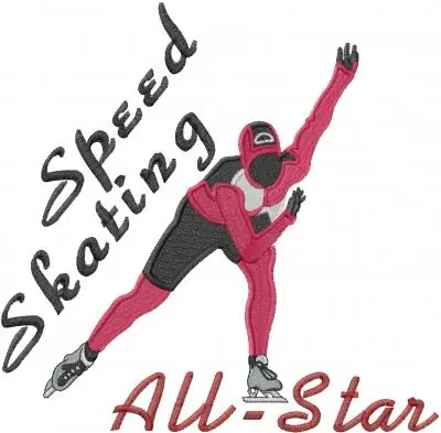 Speed Skating All-Star Embroidery Design Trending