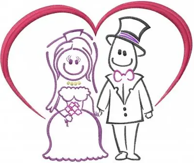 Stick Figure Wedding Embroidery Design Seasonal Sale