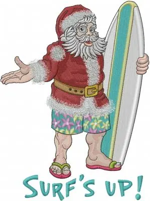 Santa Surfs Up Embroidery Design In Demand