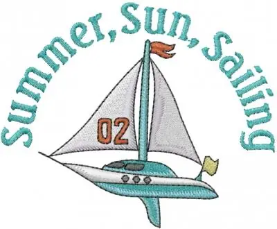 Budget Summer Sun Sailing Embroidery Design