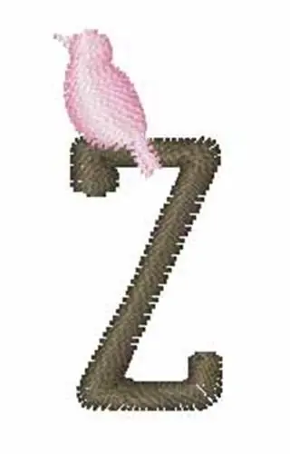 Bird Perch Font Z Embroidery Design Original