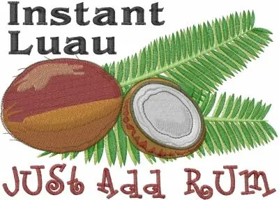 Coconut Luau Embroidery Design Free Shipping