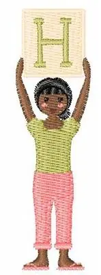 Viral Girl Font H Embroidery Design