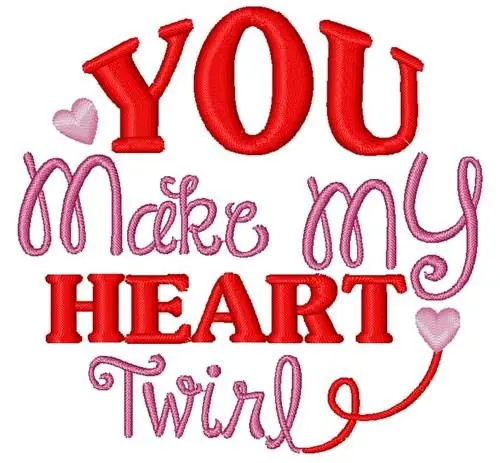 Free Shipping My Heart Twirl Embroidery Design