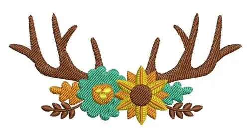 Crafted Floral Antlers Embroidery Design