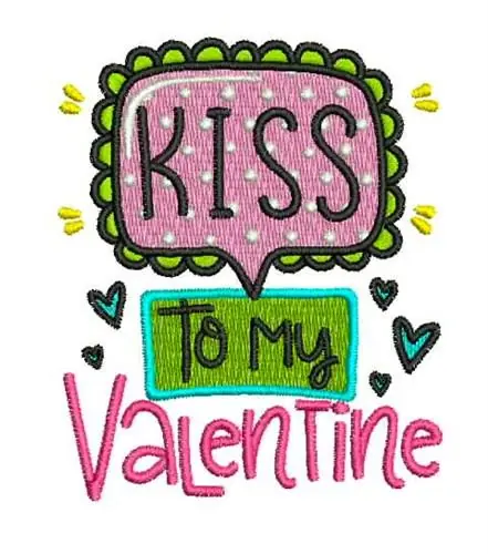 Kiss My Valentine Embroidery Design Reduced Price
