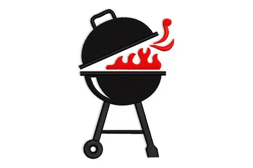 Grill Flames Embroidery Design Premium