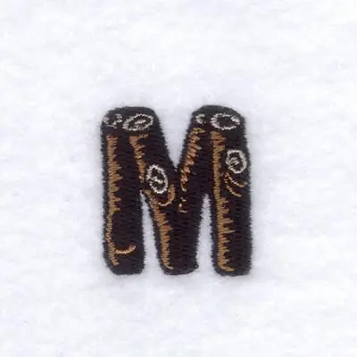 Wood Font "M" Small Embroidery Design Final Sale