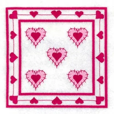Hearts Quilt Square Embroidery Design Buy Today
