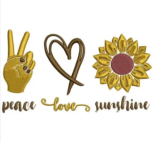 Weekend Sale Peace Love Sunshine Embroidery Design