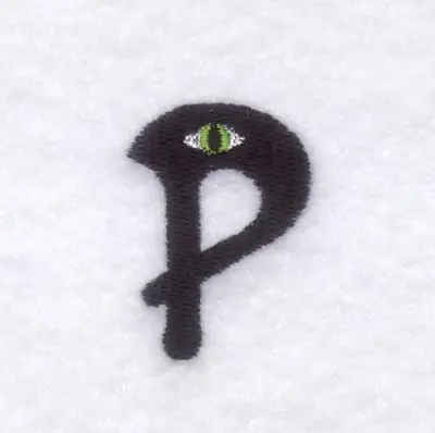 Creepy Eye Font "P" Small Embroidery Design Fresh Stock