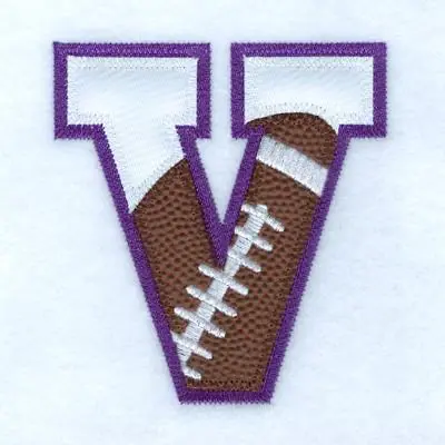 V Football Applique Embroidery Design Premium