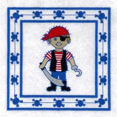 Free Shipping Pirate Quilt Square Embroidery Design