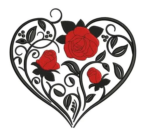 Viral Rose Heart Embroidery Design