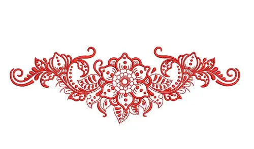 Redwork Floral Border Embroidery Design Worldwide Shipping
