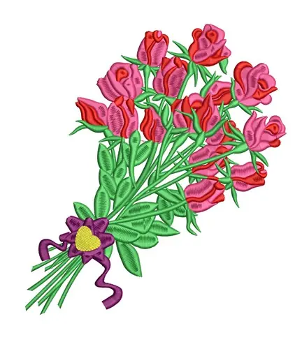 Rose Bouquet Embroidery Design Express Delivery
