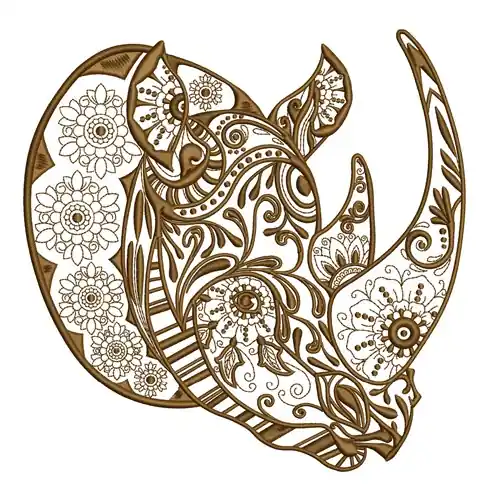 Rhino Head Embroidery Design Reduced Price