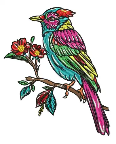 Fresh Stock Colorful Bird Embroidery Design