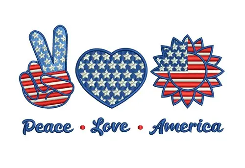 Peace Love America Embroidery Design Deal
