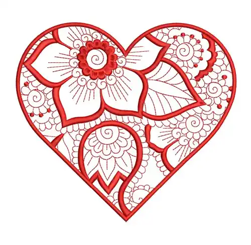Heart Flower Embroidery Design Buy Online