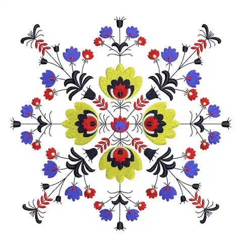 Folk Art Floral Embroidery Design Brand New