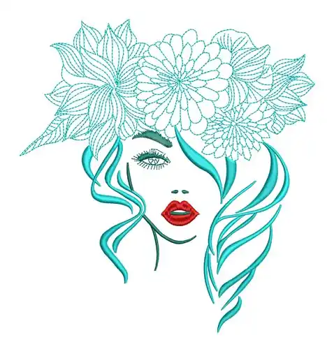 Flower Lady Embroidery Design Free Shipping
