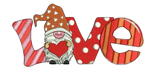 Love Gnome Embroidery Design Shop Now