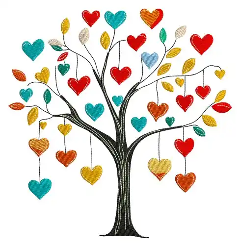 Holiday Sale Heart Tree Embroidery Design
