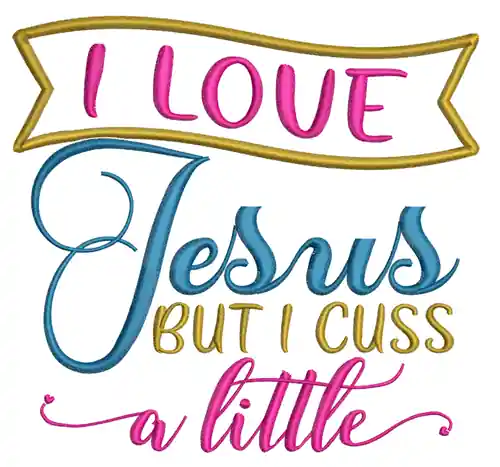 Clearance I Love Jesus Embroidery Design