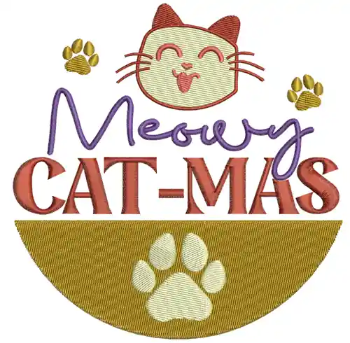 Best Price Meowy Cat-Mas Embroidery Design