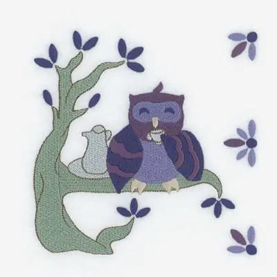 Tea Owl Square Embroidery Design Discount