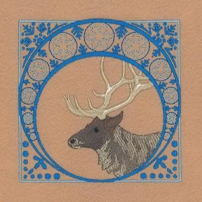 Save Now Winter Elk Square Embroidery Design
