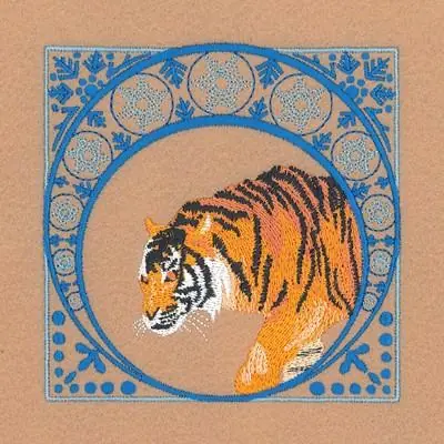 Latest Winter Tiger Square Embroidery Design