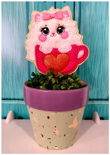 ITH Cute Cup Cat Embroidery Design Bulk Order