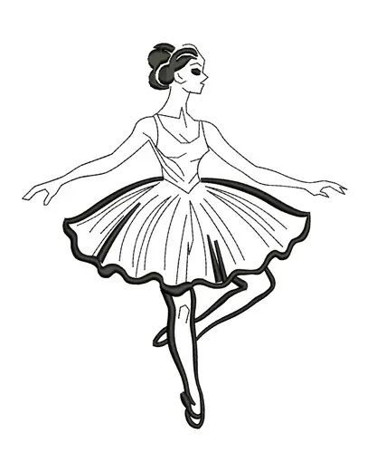 Outline Ballerina Embroidery Design Authentic