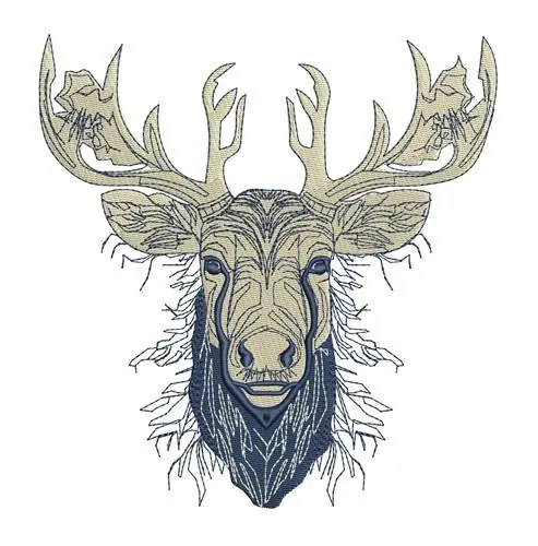 Stag Head Embroidery Design Affordable