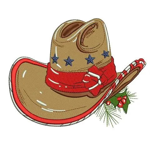 Worldwide Shipping Xmas Cowboy Hat Embroidery Design