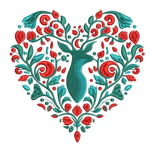 Floral Heart Deer Embroidery Design Buy Today