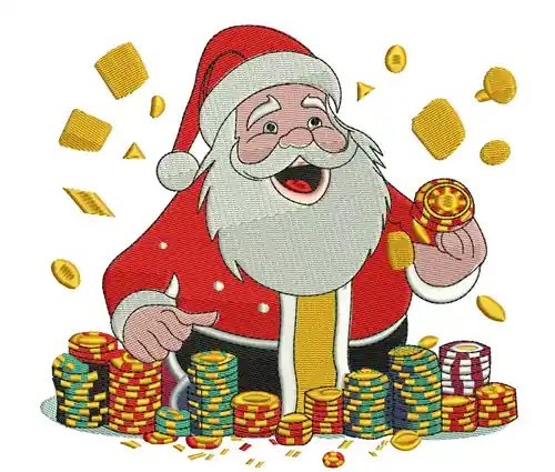 Poker Chip Santa Embroidery Design Save Now