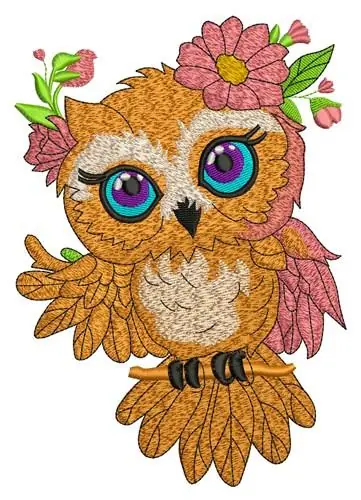Fresh Stock Flower Owl Embroidery Design