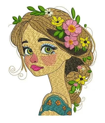 Girl With Flowers Embroidery Design Latest