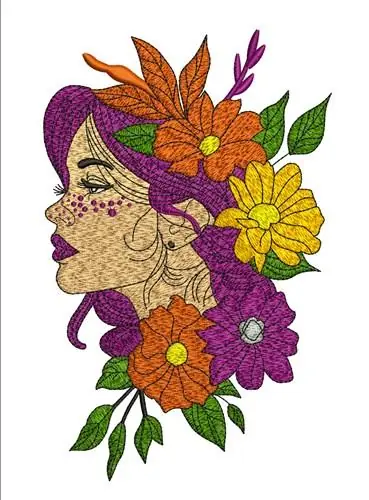 Flower Lady Embroidery Design New Release