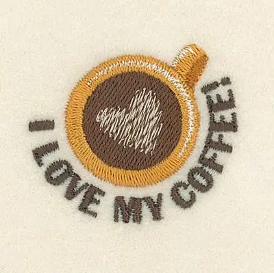 Direct From Factory I Love My Coffee! Embroidery Design