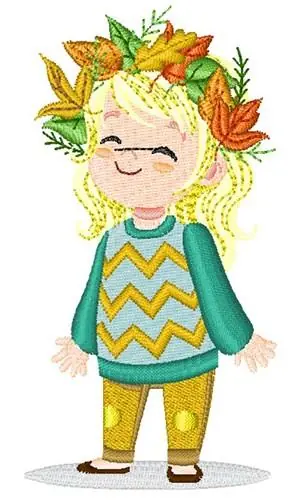 Wholesale Fall Girl Embroidery Design
