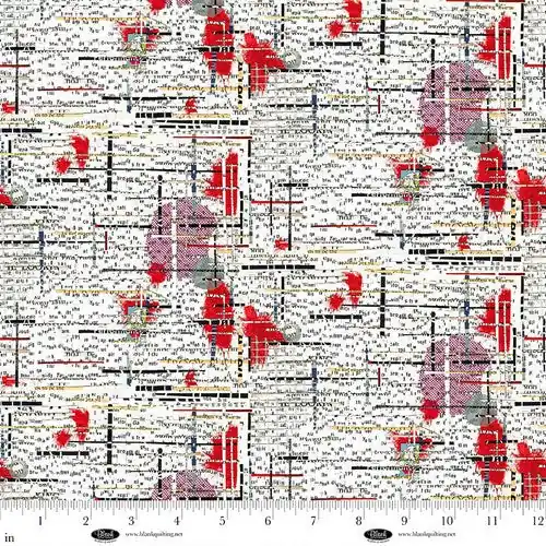 Spread The Word Partial Letters & Words White Kathryn Kramer Waters Blank Quilting Cotton Fabric BQ-4200-01 Crafted