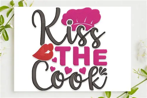 Weekend Sale Kiss The Cook Embroidery Design