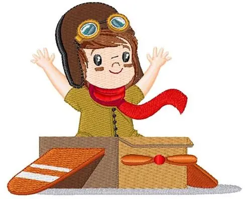 Toy Airplane & Boy Embroidery Design Viral