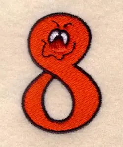 Monster Number 8 Embroidery Design Modern