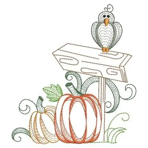 Vintage Pumpkin Patch Sign Embroidery Design Shop Now